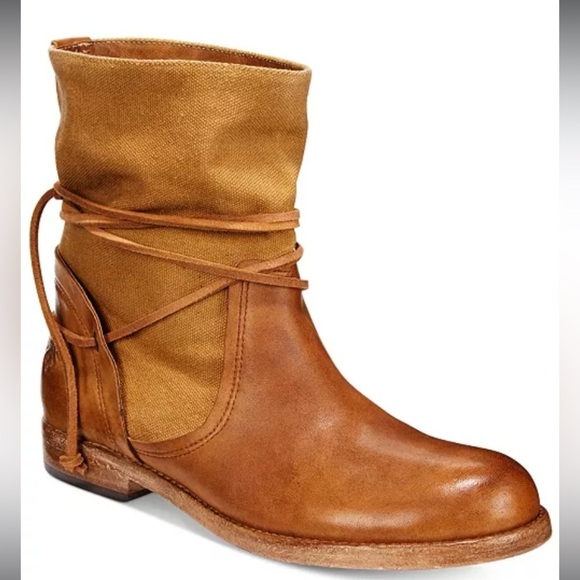 Patricia Nash Shoes - Patrica Nash Sabbia Canvas Mid Boots brown tan leather wrap strap